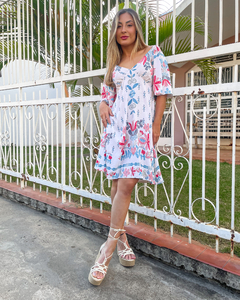VESTIDO MANUELA - AZUL/VERMELHO - comprar online