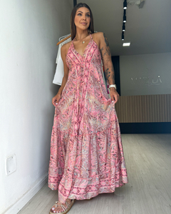 Vestido feminino longo indiano estampado