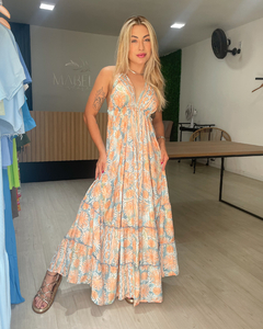 VESTIDO MAYA - AZUL E LARANJA na internet