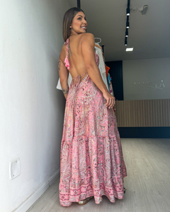 Vestido feminino longo indiano estampado