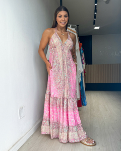 Vestido feminino longo indiano estampado