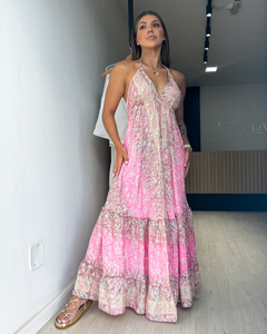 Vestido feminino longo indiano estampado