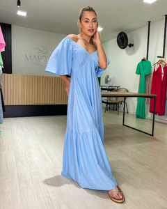VESTIDO MAGDA LISO - AZUL