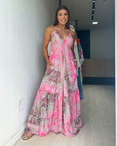 Vestido feminino longo indiano estampado