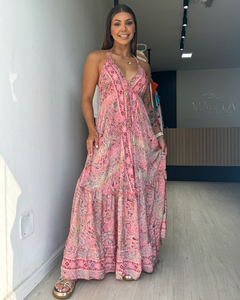 Vestido feminino longo indiano estampado
