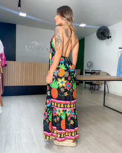 Vestido feminino estampado modelo frente única