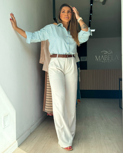 Calça feminina em linho de cintura alta