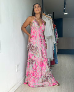 Vestido feminino longo indiano estampado