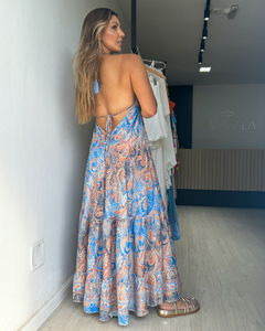 Vestido feminino longo indiano estampado