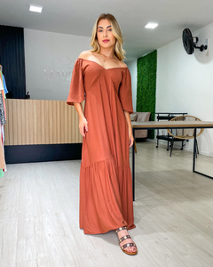 VESTIDO MAGDA LISO - CARAMELO na internet