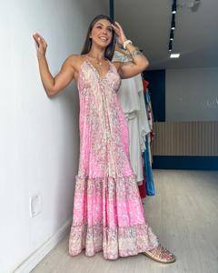 Vestido feminino longo indiano estampado