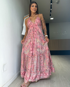 Vestido feminino longo indiano estampado