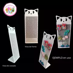 Imagen de (A PEDIDO) Soporte para aros o pins, rectangular, con cara de gatito (color a elección) Tiempo de producción: hasta 5 días hábiles