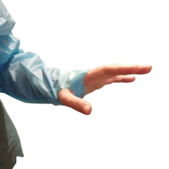 Pechera plástica celeste con mangas y ojal para pulgar (1 unidad) - comprar online