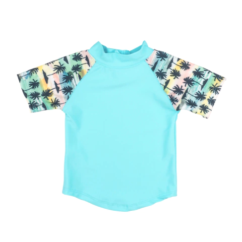 REMERA MANGA CORTA UV50 - Palmeras Verde Agua - comprar online