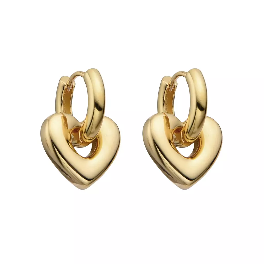Argollas Cubanas Basic Heart Gold (par)