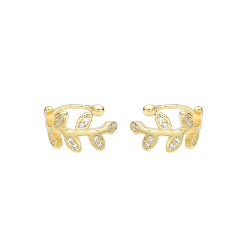 Earcuff Shiny Leaves Gold (Unidad)