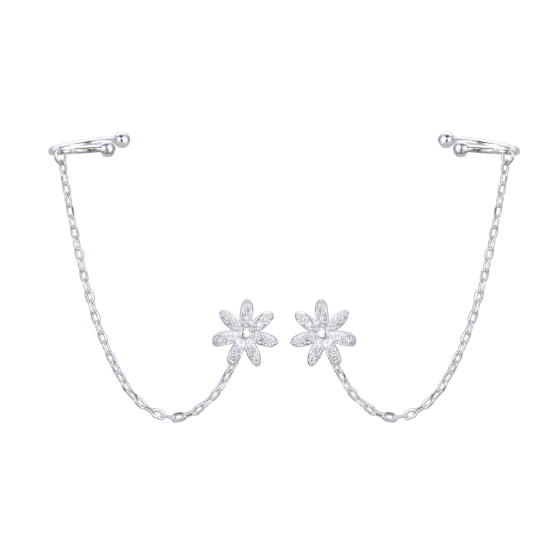 Earcuff Pasante Flower Chain (Unidad)