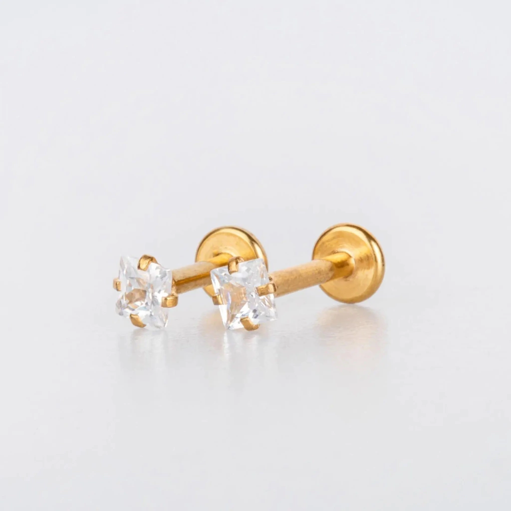Labret Zircon Square Gold (Unidad)