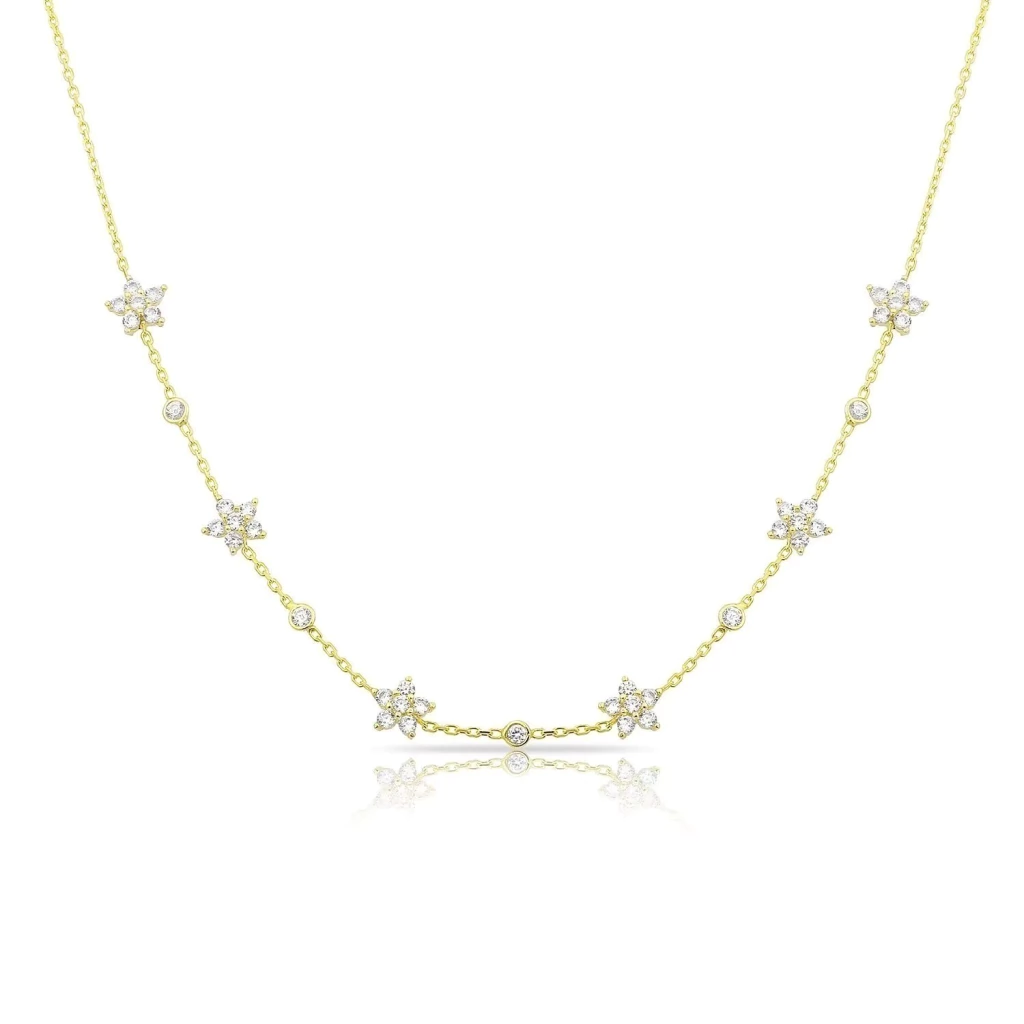 Cadena Flowers Cubic Gold