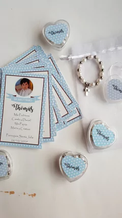 Denarios para Comunión/Bautismo en cajita de corazón - Melocoton