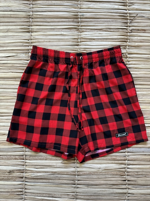 Short Xadrez vermelho