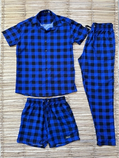 Short Xadrez azul unissex - comprar online