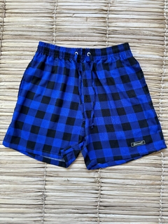 Short Xadrez azul unissex
