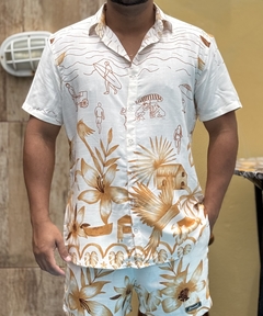 Camisa Praia caramelo unissex
