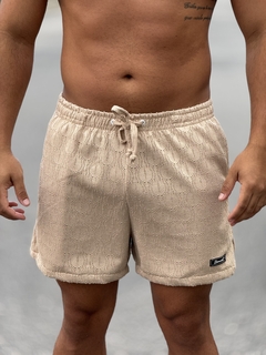 Short Tricô Forrado Bege Unissex