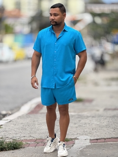 Short Azul turquesa unissex na internet