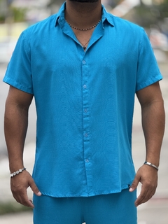 Camisa Azul Turquesa unissex