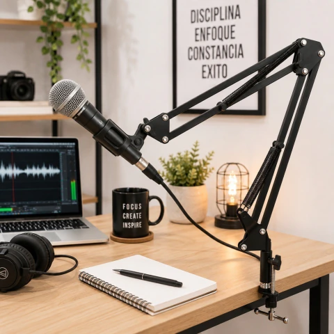 Soporte De Mesa Para Micrófono Con Brazo Articulado Moon