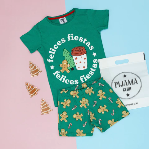 PIJAMA KIDS FELICES FIESTAS GREEN - comprar online