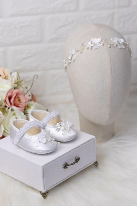 Kit sapatinho e headband personalizado batizado/casamento - comprar online