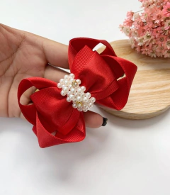 Laço Lívia Cetim com Gorgurão M, com Chuva de Pérolas (unidade) - Mimos  de Princesa