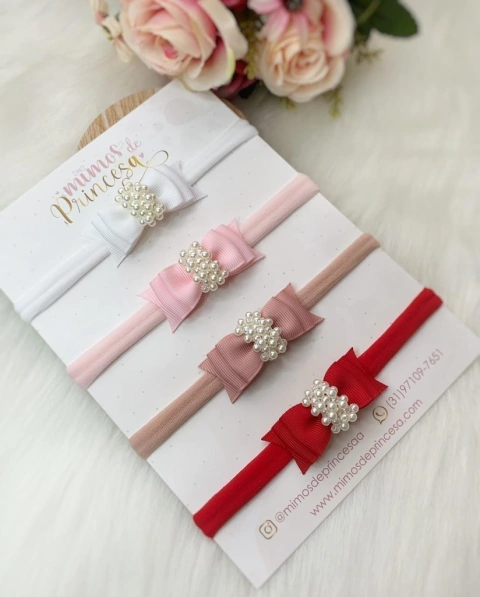 Kit Mini Gravatinha Dupla com Pérolas