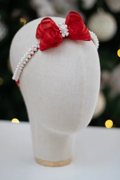 Tiara bordada com laço Red