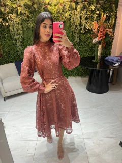 vestido ladylike renda lurex na internet