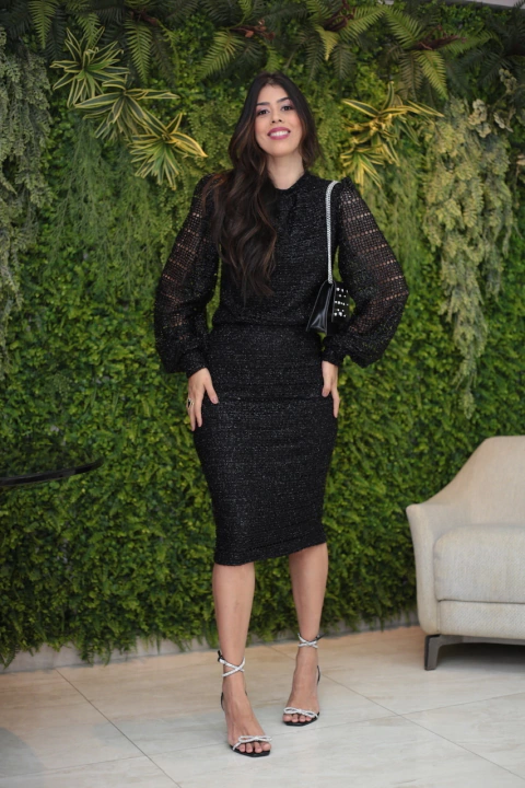 Vestido preto lurex