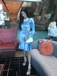 Vestido Veludo Molhado