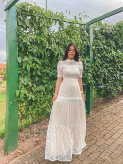 Vestido longo noiva tule e renda