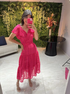 Vestido rosa Pink poa bordado