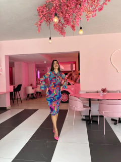 vestido tule tubinho estampado