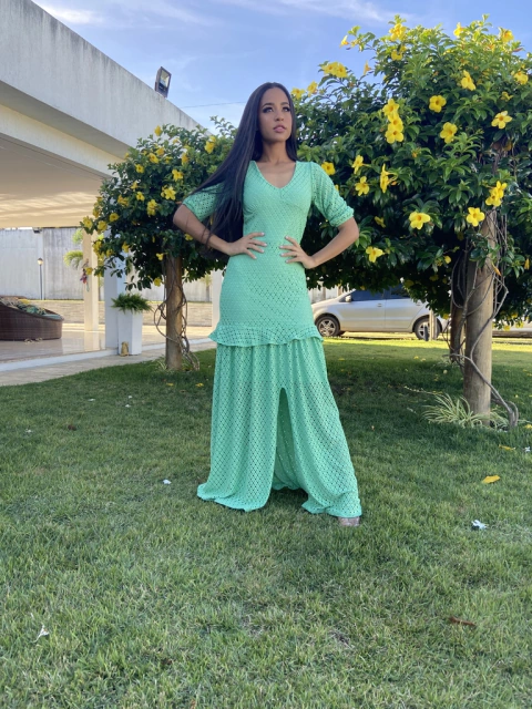 Vestido longo laiser verde