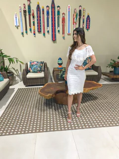 Vestido ciganinha renda branca - comprar online