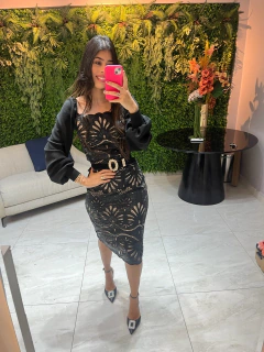 Vestido couro fake tubinho