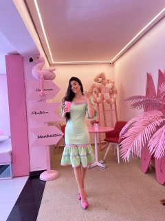 Vestido verde candy com cianinhas