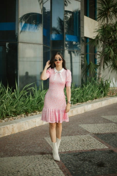 Vestido tweed com detalhes rosê - Erica Rafaelly