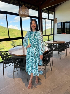 Vestido verde gripir floral - comprar online